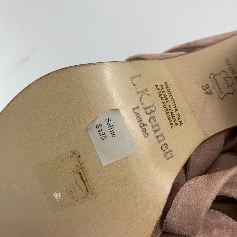 L.K. Bennett Seline Pink Suede Strap Tie Sandals - Picture 14 of 16